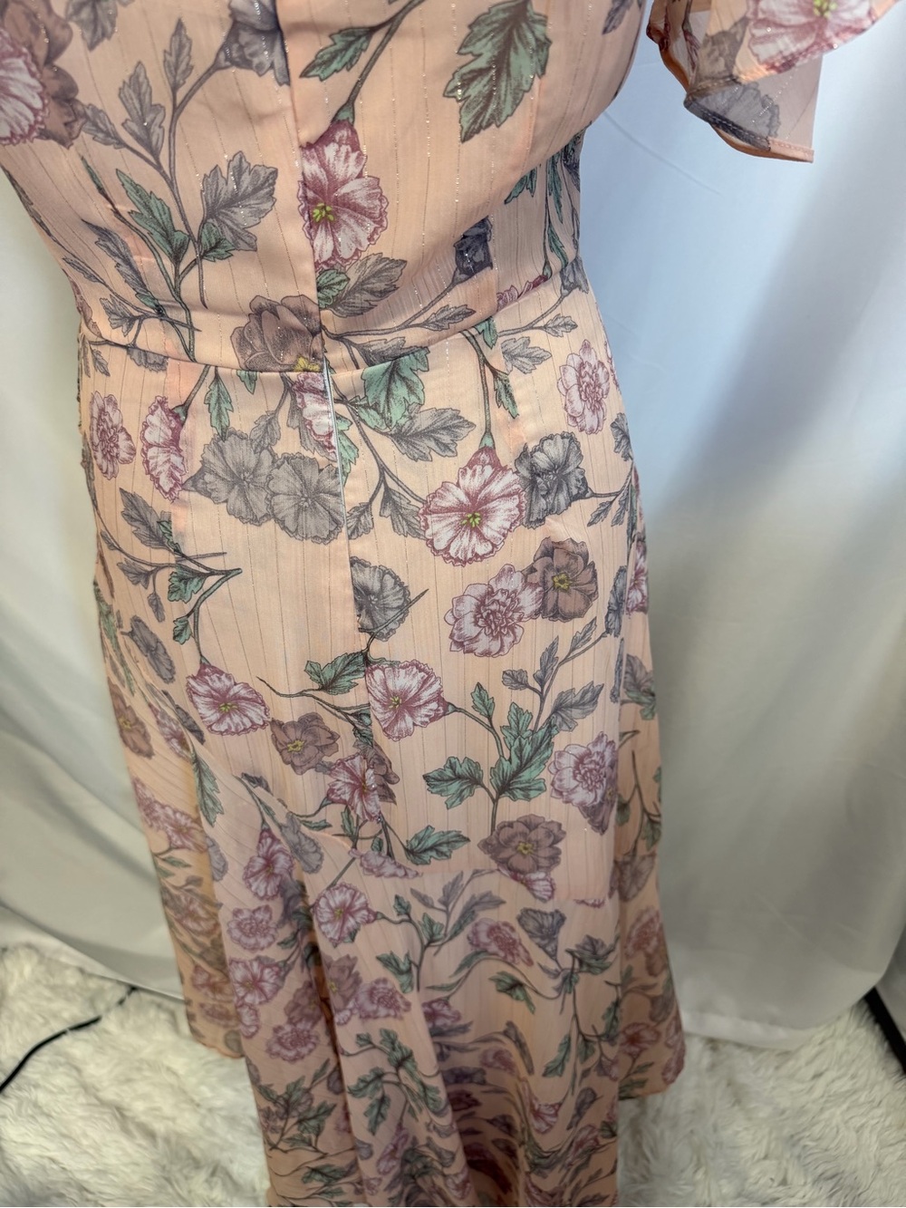 ASTR The Label Floral Asymmetrical Midi Dress Small Cottagecore Flutter Sleeve